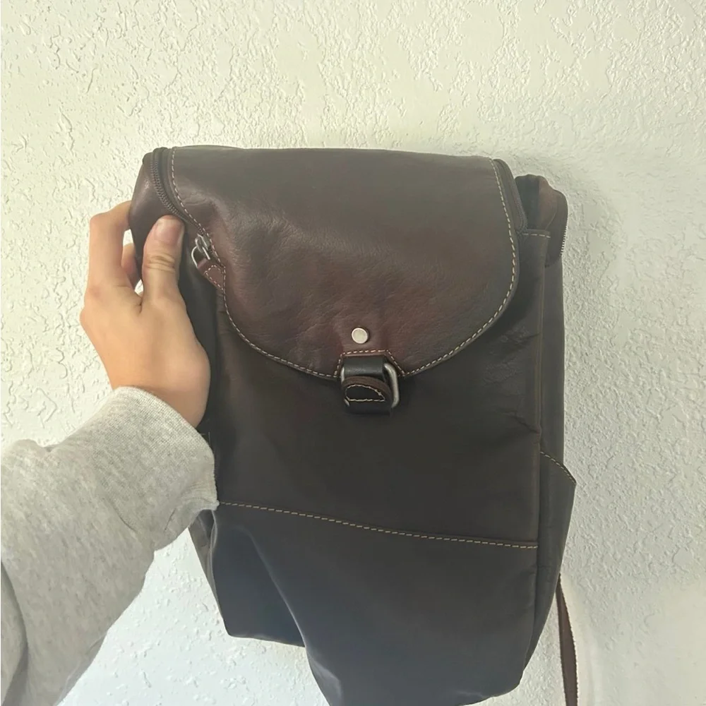 Elegant Dark Brown Women's Leather Backpack